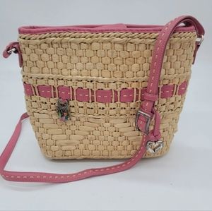 Brighton Carmella Pink Straw Shoulder or Crossbody Bag